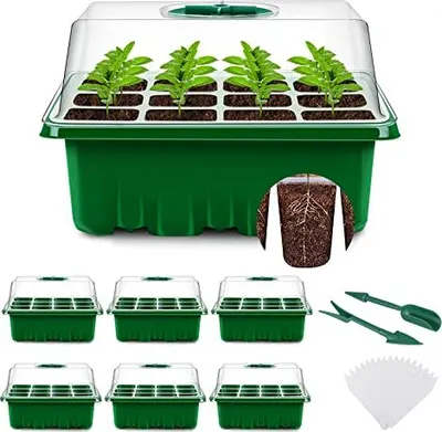 Produktbild von Yaungel -Innenpflanzenpropagator, Pack 6, 72 Zellmini -Gewächshaus -Propagator -Set, Sämlingsstarterschalen, Propagationsschalen -Deckelbelüftungsanla