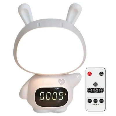 Produktbild von Wecker mit Nachtlicht für Kinder, Doppelalarm, RGB-Farben, 5 Helligkeitsstufen, weißes Rauschen, wiederaufladbar, für Jungen & Mädchen