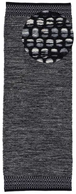 Image de carpetfine Tapis tissé à plat Kilim Mia couloir Noir 75x200 cm | Tapis moderne pour le salon et la chambre à coucher