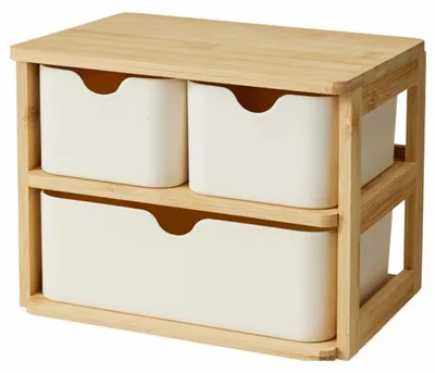 Image de HOWHOMELY | Boîte de rangement - tiroirs - beige - marron - 19 x 15 cm - organiseur - avec 3 tiroirs