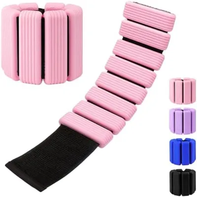 Produktbild von PolkaHome® Verstellbare Fitness-Armbänder – Weiche Silikon-Gewichte – Rosa Set