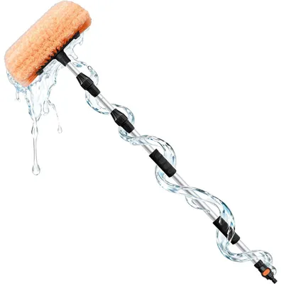 Produktbild von Autowaschbürste mit langem Teleskopgriff und Wasseranschluss 3,6m Orange