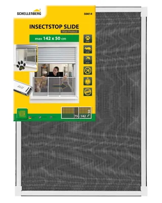 Produktbild von Schellenberg Insektenschutz-Schiebefenster mit Aluminium-Gewebe, Fliegengitter ohne bohren, max. 50 x 142 cm, weiß, 50814