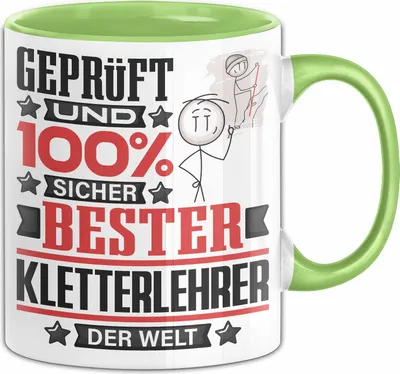 Produktbild von Kletterlehrer Geschenk Lustiger Spruch für Kletterlehrer Geschenkidee Bester Kletterlehrer Der Welt (Grün)