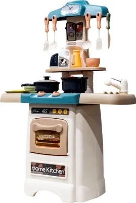 Produktbild von Aga4Kids Plastikfküche, zwei Induktionskochfelder, Drehknöpfe, zu öffnender Kühlschrank, Kochfelder mit realistischem Geräusch und Lichtern