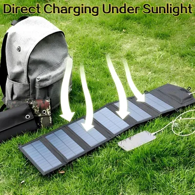 Immagine prodotto di Caricabatterie solare portatile da viaggio con pannello solare 10W, 5V/1A