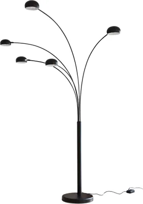 Zdjęcie produktu dla Lampa podłogowa SalesFever Five Fingers 205 cm | ruchome metalowe ramiona | podstawa z prawdziwego marmuru | szer. 150 x gł. 36 x wys. 205 cm | lakierowana na czarno