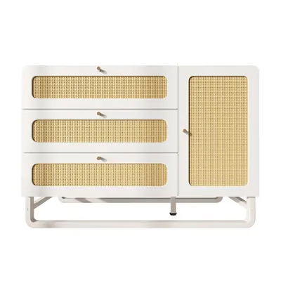Obrázek produktu pro Komoda se 3 zásuvkami a 1 skříňkou s dvířky Odkládací stolek 120x85x40 cm Bílá
