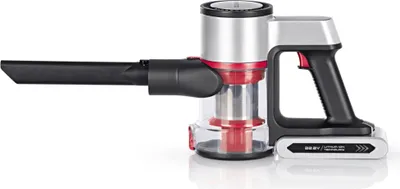 A studio shot of a cordless vacuum cleaner against a white background.