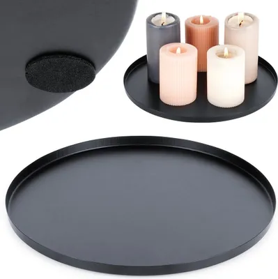 Obrázok produktu pre Vilde dekoratívny tanier dekoratívny tanier držiak sviečky tanier podstavec pod sviečku z kovu čierny 30 cm