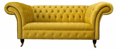 Produktbild von Chesterfield Couch Sofa Polster 2 Sitzer Wohnzimmer Couchen Sitz Gelb