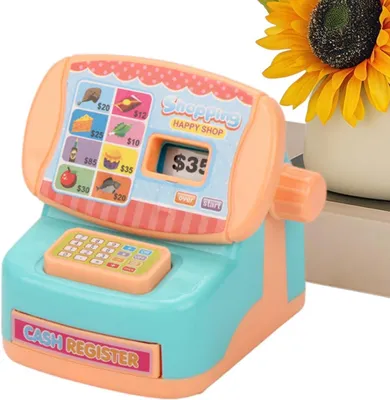 Productafbeelding van Speelgoed Rekenmachine - Kassabon Printer Speeltje - Rollenspel Supermarkt - Gladde Randen Veilig - 6.5 cm - Oranje