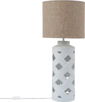 Produktbild von Tischlampe Keramik und Stoff Makalu Weiß