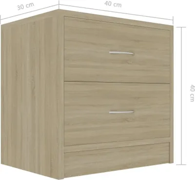 Image de vidaXL Tables de nuit 2 pcs. chêne Sonoma 40x30x40 cm bois composite