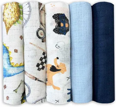 Produktbild von DOLCE SONNO Stoffwindeln – 5 Stück – Bunte Windeln aus 100% Baumwolle – Spucktücher – Set 9