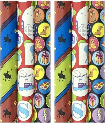 Productafbeelding van Assortiment Sinterklaas cadeaupapier inpakpapier - 2.5 meter x 50 cm - 6 rollen