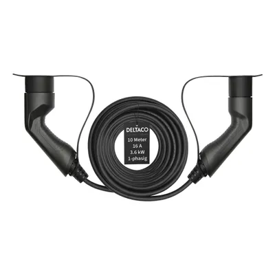 Image de Deltaco EV-Câble de charge, voiture électrique & hybride Type2 sur Type2, 16 A, 3,6 kW, 1-phase, 10m