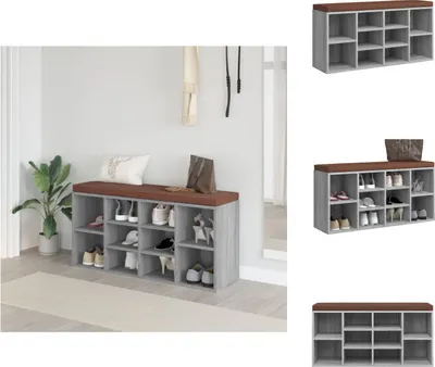 Image de vidaXL Banc à chaussures Gris Sonoma 103x30x48 cm Bois composite - Bancs de coffre et de couloir