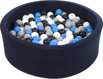 Produktbild von Bällebad Spielplatz + 300 marineblaue Bälle schwarz, weiß, blau, grau