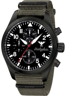 Produktbild von KHS - Armbanduhr - Herren - Airleader Black Steel Chrono - KHS.AIRBSC.NSGO