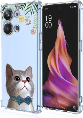 Produktbild von Hülle für Oppo Reno9 Pro, transparent, Katzenblumen, süß, hochfest