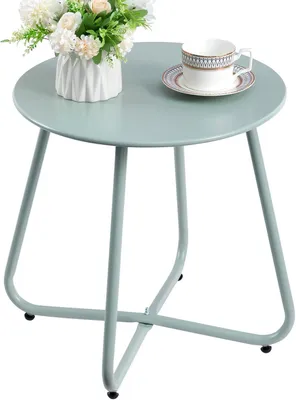 Immagine prodotto di Tavolo da giardino, tavolino da esterno, piccolo tavolo da balcone, tavolo rotondo da giardino, tavolino, tavolo in metallo, per terrazza, soggiorno, terrazzo