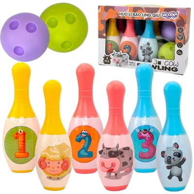 Zdjęcie produktu dla WOOPIE Kręgle dla Dzieci Zwierzaki i Cyferki 8 el.