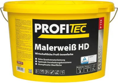 Produktbild von ProfiTec P115 Malerweiß HD Wandfarbe stumpfmatt weiss 5Ltr.