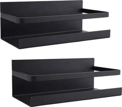 Image de Étagère magnétique à accrocher, 2 pièces, étagère de cuisine noire autocollante