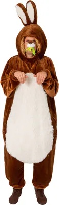 Produktbild von O1127H-175-190 braun-weiß Damen Herren Hasen Kostüm Bunny Overall Gr.175-190