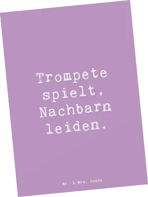 Produktbild von Mr. & Mrs. Panda Postkarte Spruch Trompete Freude - Lavendeltraum - Geschenk, Musikerleben, Lernen, Ansichtskarten, Musik, Musiker, Instrument, bildkarte, Nachbarschaft