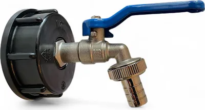 Produktbild von IBC Adapter S60 x 6 Grobgewinde Kugelhahn Griff Blau 1/2 Zoll Auslaufhahn