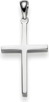 Produktbild von Anhänger Kreuz 30x14,5mm aus 585 Gold Weißgold Halsschmuck schlicht massiv