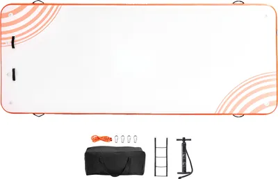Immagine prodotto di SucceBuy 15 x 6 piedi galleggiante gonfiabile dock, antiscivolo piattaforma d'acqua, borsa portatile e scala staccabile, isola galleggiante zattera per piscina, spiaggia, Più