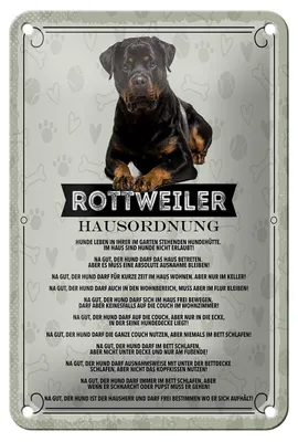Produktbild von Blechschild Spruch 12x18cm Tiere Rottweiler Hausordnung Hunde Schild