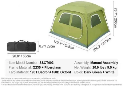 Image de Tente imperméable pour 6 personnes, 3 x 2,7 m, montage rapide