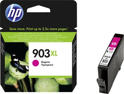 Zdjęcie produktu dla HP Oryginalny purpurowy wkład atramentowy 903XL, Wysoka (XL) wydajność, Purpurowy, Tusz na bazie pigmentu, 8,5 ml, 1 szt., Jednopak