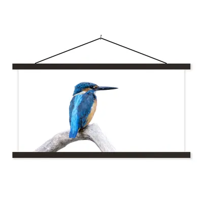 Produktbild von MuchoWow® Textilposter Eisvogel - Zweig - Schnabel 60x30 cm mit schwarzem Rahmen - Textilien