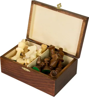 Image de Chiffres d'échecs Sunrise Staunton n° 5 dans un coffre en bois