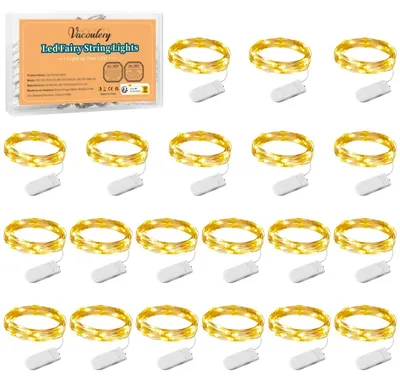 LED-Lichterkette, 20 Stück, 1 m, Kupferdraht, 10 LEDs, warmweiß