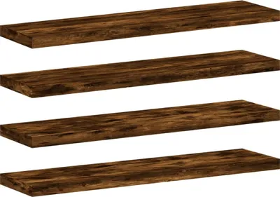 Obrázok produktu pre Nástenné police 4 ks dymový dub 40x10x1,5 cm kompozitné drevo