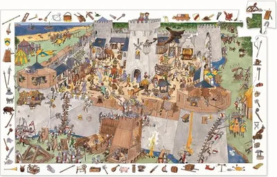 Produktbild von Djeco-Wimmelpuzzle: Die Burg - 100 Teile
