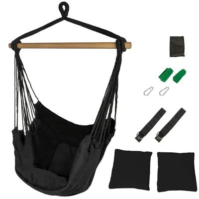 Produktbild von Hängesessel Hängestuhl mit 2 Kissen Kalea Schwarz ib style®