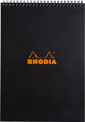 Produktbild von Rhodia 5x Spiralblock Rhodia Notepad A4, 80 Blatt kariert 80g - Schwarz 185009C