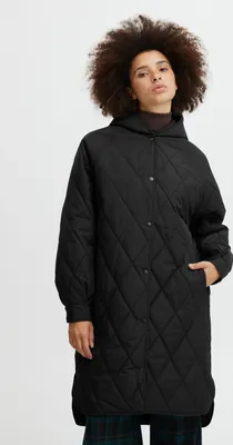 Produktbild von ICHI IHHansa Damen Steppmantel Wintermantel Winterjacke mit Druckknöpfen Kapuze Loose fit