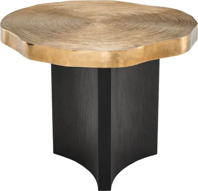 Produktbild von Casa Padrino Luxus Beistelltisch Messingfarben / Schwarz Ø 63,5 x H. 50,5 cm - r Beistelltisch mit Tischplatte im Baumscheiben Design