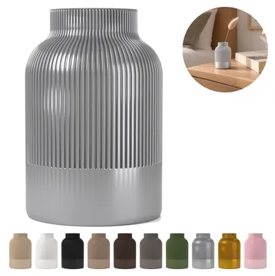Produktbild von Deko Vase Japandi 9,6 cm, geriffelt aus PLA – Seidensilber