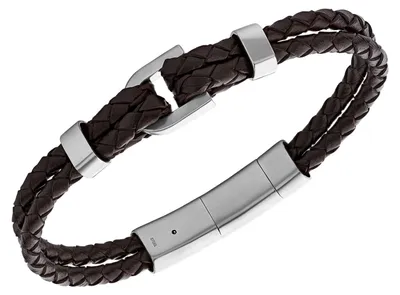 Image de FOSSIL bracelet Heritage D-Link Leather Bracelet Brown marron foncé