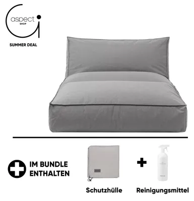 Immagine prodotto di Letto prendisole da esterno Blomus STAY, completo di copertina protettiva gratuita e detergente, colore pietra, dimensioni 120 x 190 cm