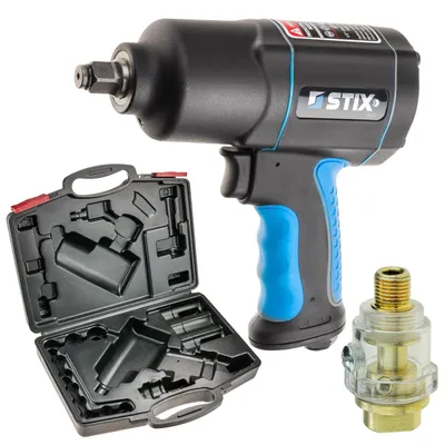 Zdjęcie produktu dla STIX STT-17 – pneumatyczny klucz udarowy 1700 Nm, 1/2", z miniaturowym smarownikiem i walizką transportową
